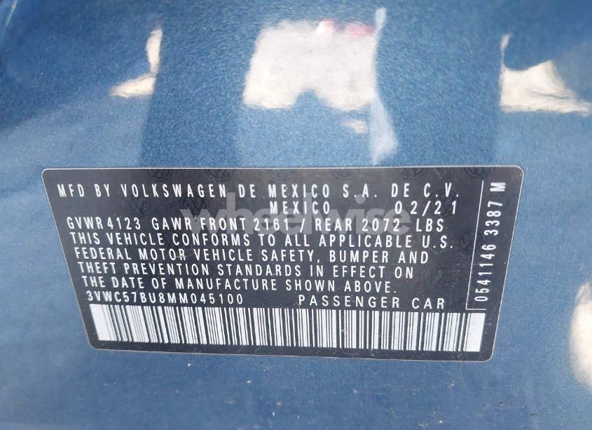 Photo 9 of 2021 Volkswagen Jetta 1.4T R-LINE/1.4T S/1.4T SE (VIN 3VWC57BU8MM045100)