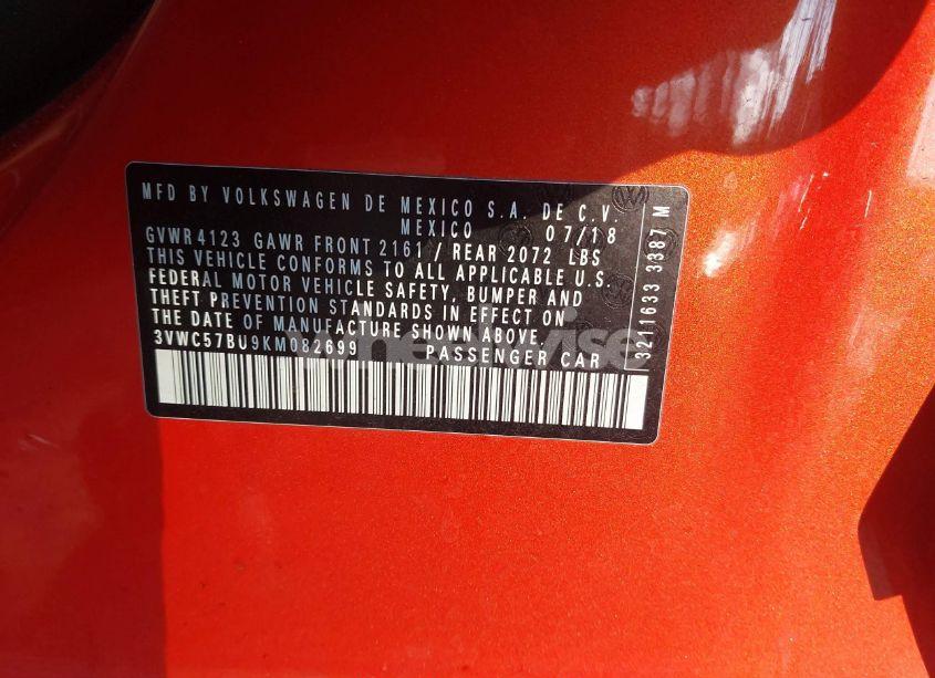 Photo 9 of 2019 Volkswagen Jetta 1.4T R-LINE/1.4T S/1.4T SE (VIN 3VWC57BU9KM082699)