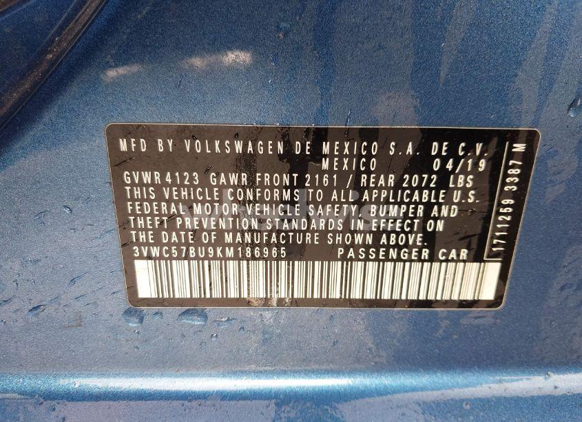 Photo 9 of 2019 Volkswagen Jetta 1.4T R-LINE/1.4T S/1.4T SE (VIN 3VWC57BU9KM186965)