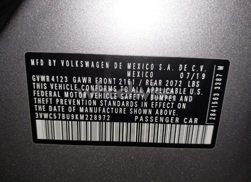 Photo 9 of 2019 Volkswagen Jetta 1.4T R-LINE/1.4T S/1.4T SE (VIN 3VWC57BU9KM228972)