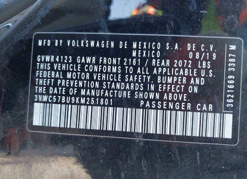 Photo 9 of 2019 Volkswagen Jetta 1.4T R-LINE/1.4T S/1.4T SE (VIN 3VWC57BU9KM251801)