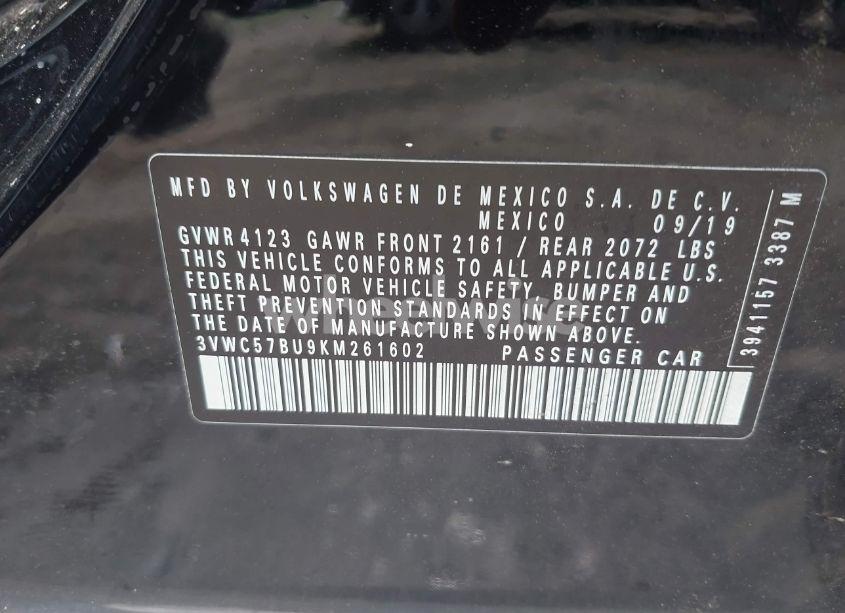 Photo 9 of 2019 Volkswagen Jetta 1.4T R-LINE/1.4T S/1.4T SE (VIN 3VWC57BU9KM261602)