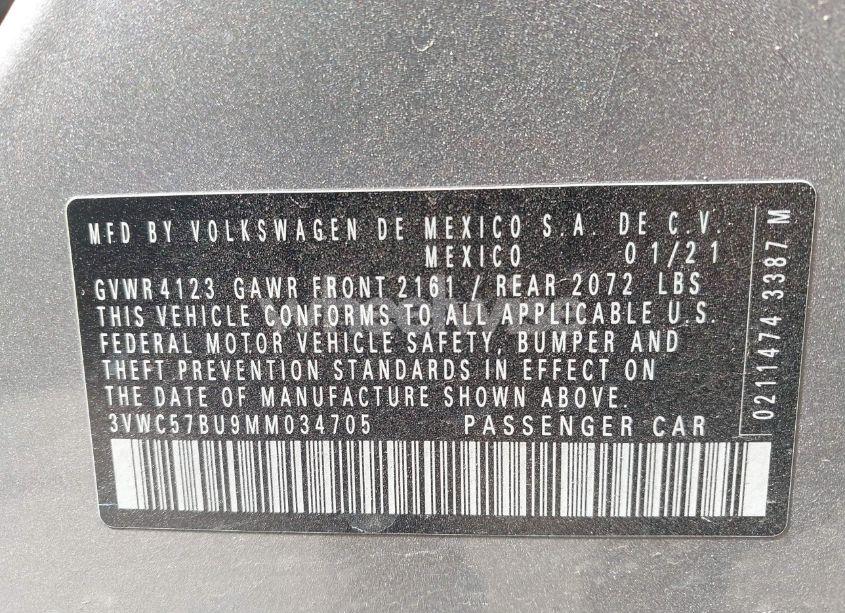 Photo 9 of 2021 Volkswagen Jetta 1.4T R-LINE/1.4T S/1.4T SE (VIN 3VWC57BU9MM034705)