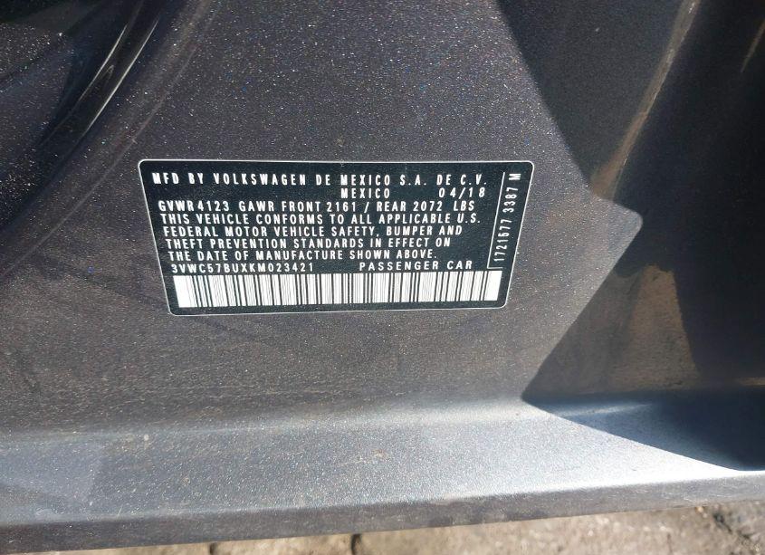 Photo 9 of 2019 Volkswagen Jetta 1.4T R-LINE/1.4T S/1.4T SE (VIN 3VWC57BUXKM023421)