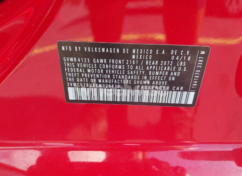 Photo 9 of 2019 Volkswagen Jetta 1.4T R-LINE/1.4T S/1.4T SE (VIN 3VWC57BUXKM029610)