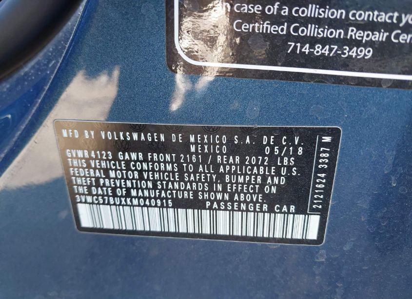 Photo 9 of 2019 Volkswagen Jetta 1.4T R-LINE/1.4T S/1.4T SE (VIN 3VWC57BUXKM040915)