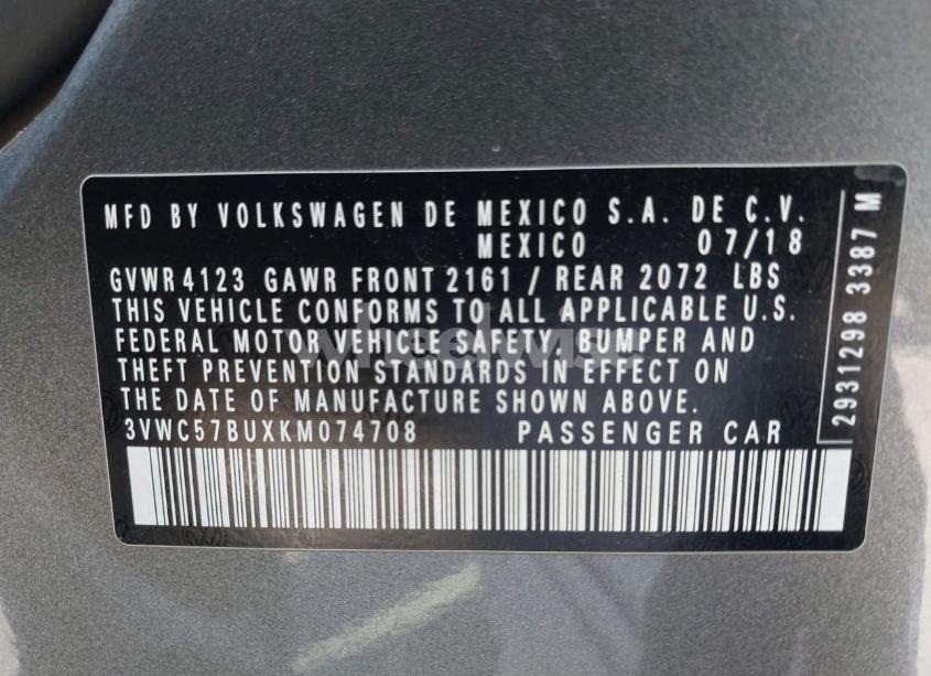 Photo 9 of 2019 Volkswagen Jetta 1.4T R-LINE/1.4T S/1.4T SE (VIN 3VWC57BUXKM074708)