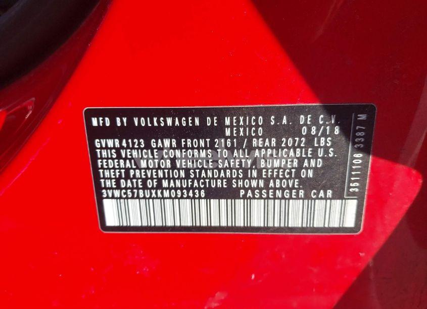 Photo 9 of 2019 Volkswagen Jetta 1.4T R-LINE/1.4T S/1.4T SE (VIN 3VWC57BUXKM093436)