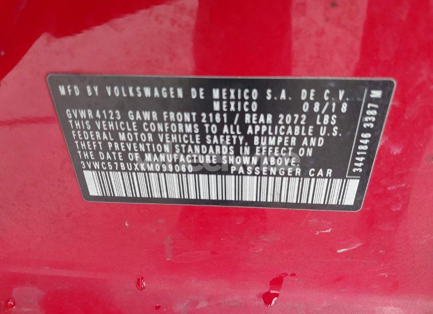 Photo 9 of 2019 Volkswagen Jetta 1.4T R-LINE/1.4T S/1.4T SE (VIN 3VWC57BUXKM099060)