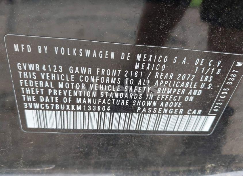 Photo 9 of 2019 Volkswagen Jetta 1.4T R-LINE/1.4T S/1.4T SE (VIN 3VWC57BUXKM133904)