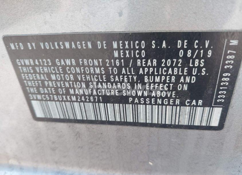 Photo 9 of 2019 Volkswagen Jetta 1.4T R-LINE/1.4T S/1.4T SE (VIN 3VWC57BUXKM242671)