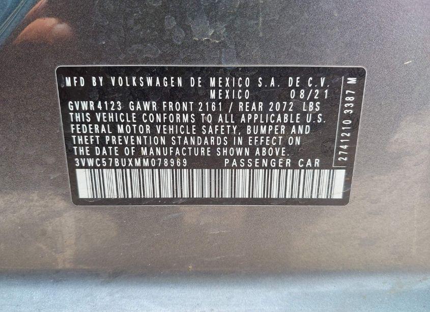 Photo 9 of 2021 Volkswagen Jetta 1.4T R-LINE/1.4T S/1.4T SE (VIN 3VWC57BUXMM078969)