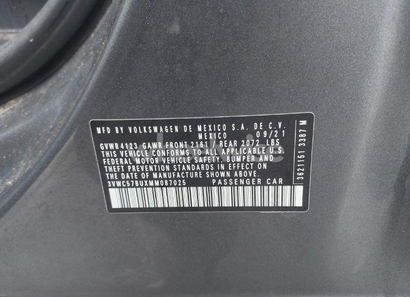 Photo 9 of 2021 Volkswagen Jetta 1.4T R-LINE/1.4T S/1.4T SE (VIN 3VWC57BUXMM087025)