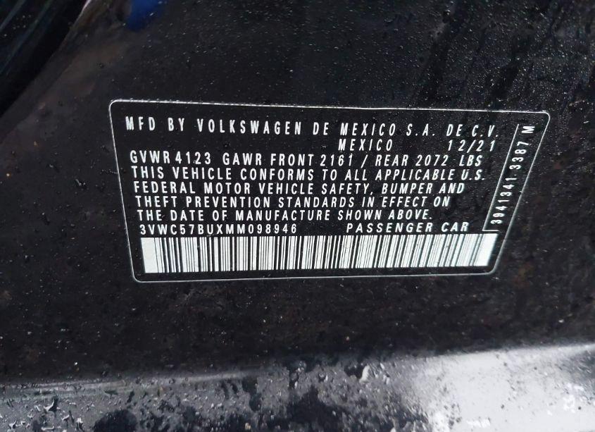 Photo 9 of 2021 Volkswagen Jetta 1.4T R-LINE/1.4T S/1.4T SE (VIN 3VWC57BUXMM098946)