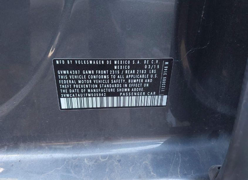 Photo 9 of 2015 Volkswagen Golf SPORTWAGEN TDI S 4-DOOR (VIN 3VWCA7AU1FM505942)