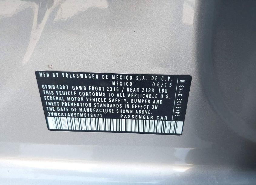 Photo 9 of 2015 Volkswagen Golf SPORTWAGEN TDI S 4-DOOR (VIN 3VWCA7AU9FM518471)