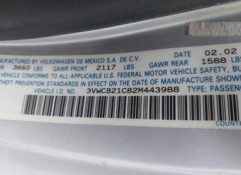 Photo 9 of 2002 Volkswagen New BEETLE GLS (VIN 3VWCB21C82M443988)