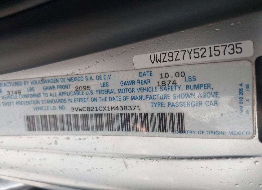 Photo 9 of 2001 Volkswagen New BEETLE GLS (VIN 3VWCB21CX1M438371)