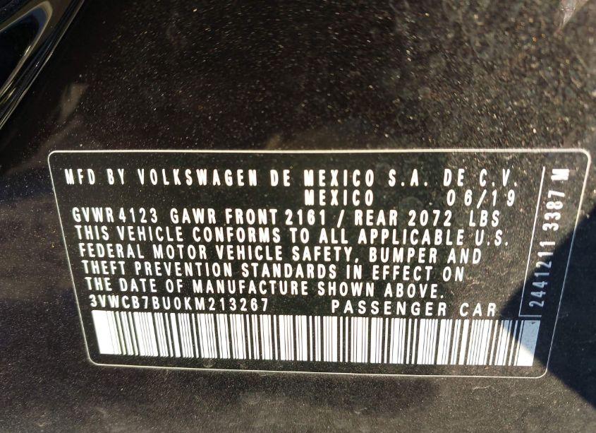 Photo 9 of 2019 Volkswagen Jetta 1.4T R-LINE/1.4T S/1.4T SE (VIN 3VWCB7BU0KM213267)