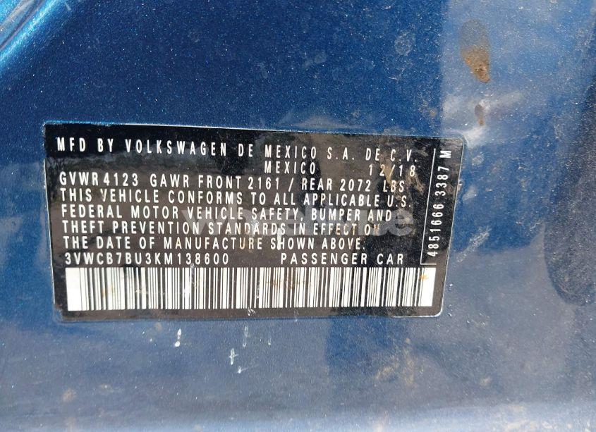 Photo 9 of 2019 Volkswagen Jetta 1.4T R-LINE/1.4T S/1.4T SE (VIN 3VWCB7BU3KM138600)