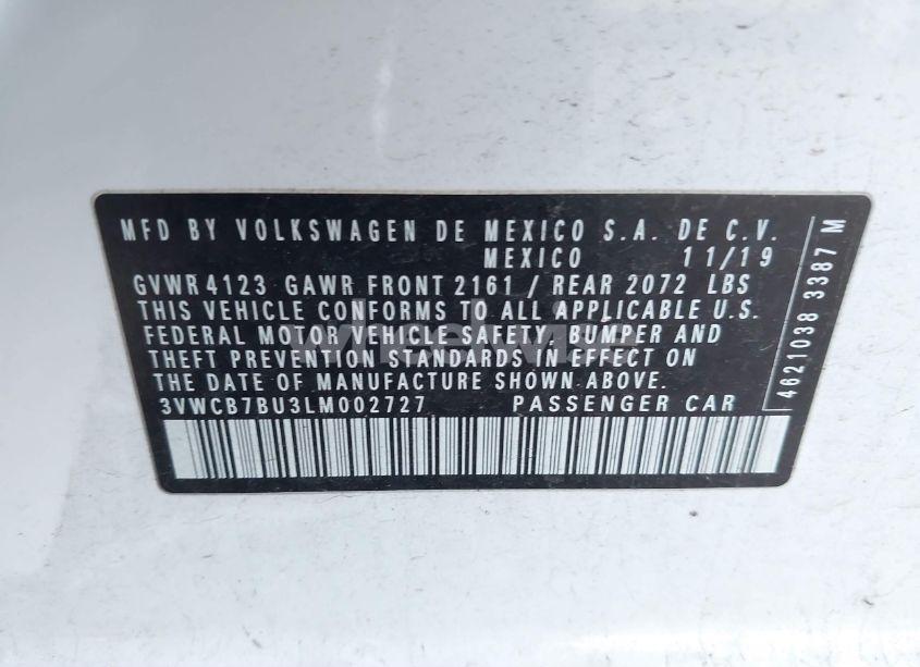 Photo 9 of 2020 Volkswagen Jetta 1.4T R-LINE/1.4T S/1.4T SE (VIN 3VWCB7BU3LM002727)