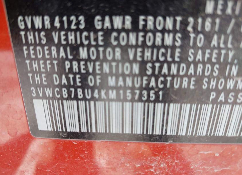 Photo 9 of 2019 Volkswagen Jetta 1.4T R-LINE/1.4T S/1.4T SE (VIN 3VWCB7BU4KM157351)