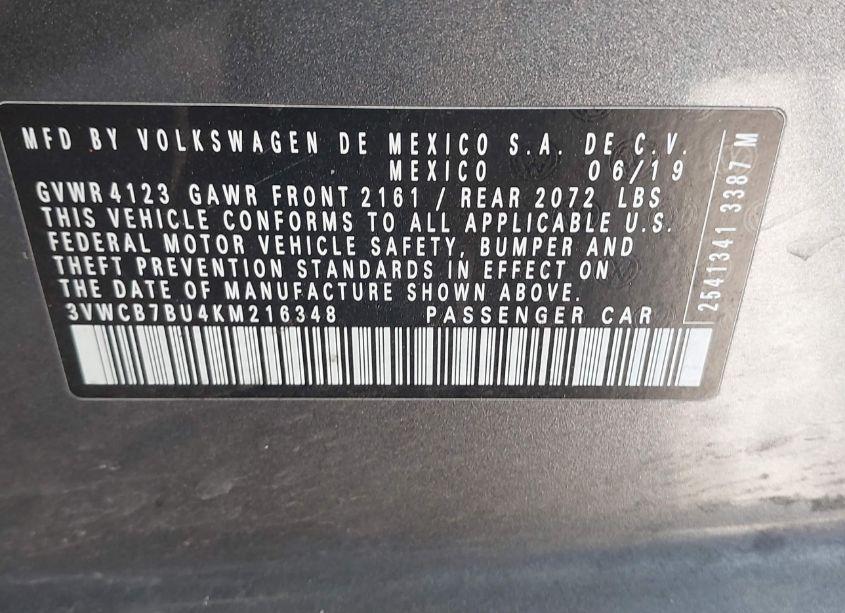 Photo 9 of 2019 Volkswagen Jetta 1.4T R-LINE/1.4T S/1.4T SE (VIN 3VWCB7BU4KM216348)