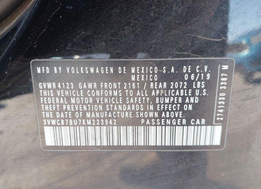 Photo 9 of 2019 Volkswagen Jetta 1.4T R-LINE/1.4T S/1.4T SE (VIN 3VWCB7BU7KM223942)
