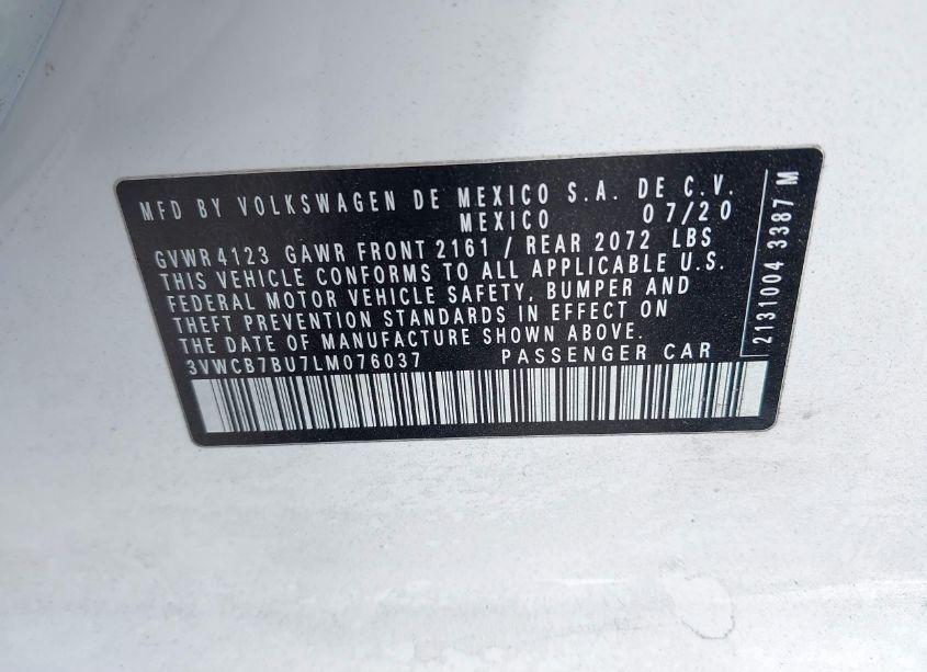 Photo 9 of 2020 Volkswagen Jetta 1.4T R-LINE/1.4T S/1.4T SE (VIN 3VWCB7BU7LM076037)