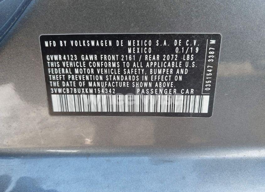 Photo 9 of 2019 Volkswagen Jetta 1.4T R-LINE/1.4T S/1.4T SE (VIN 3VWCB7BUXKM154342)