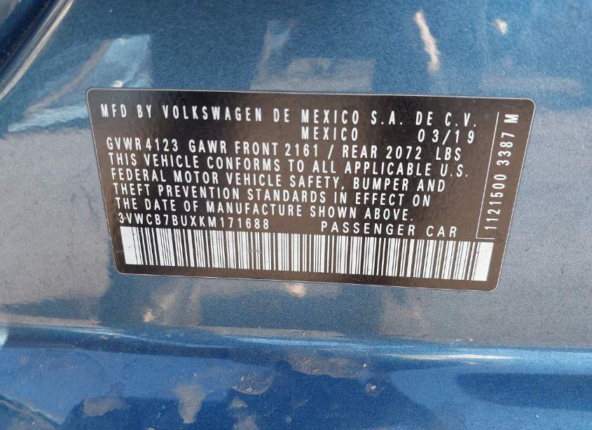 Photo 9 of 2019 Volkswagen Jetta 1.4T R-LINE/1.4T S/1.4T SE (VIN 3VWCB7BUXKM171688)