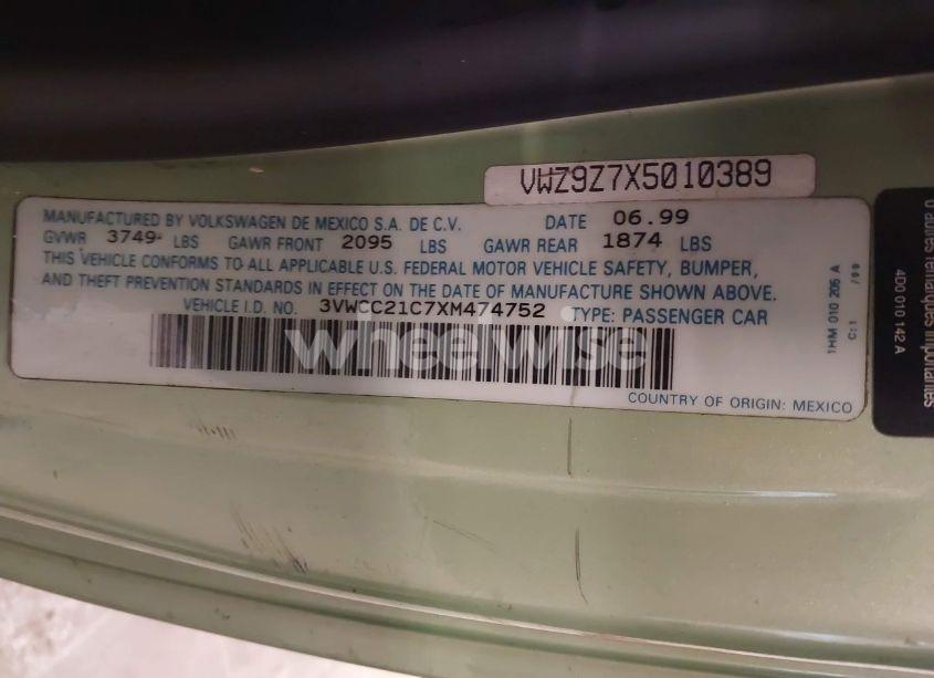 Photo 9 of 1999 Volkswagen New BEETLE GLS (VIN 3VWCC21C7XM474752)