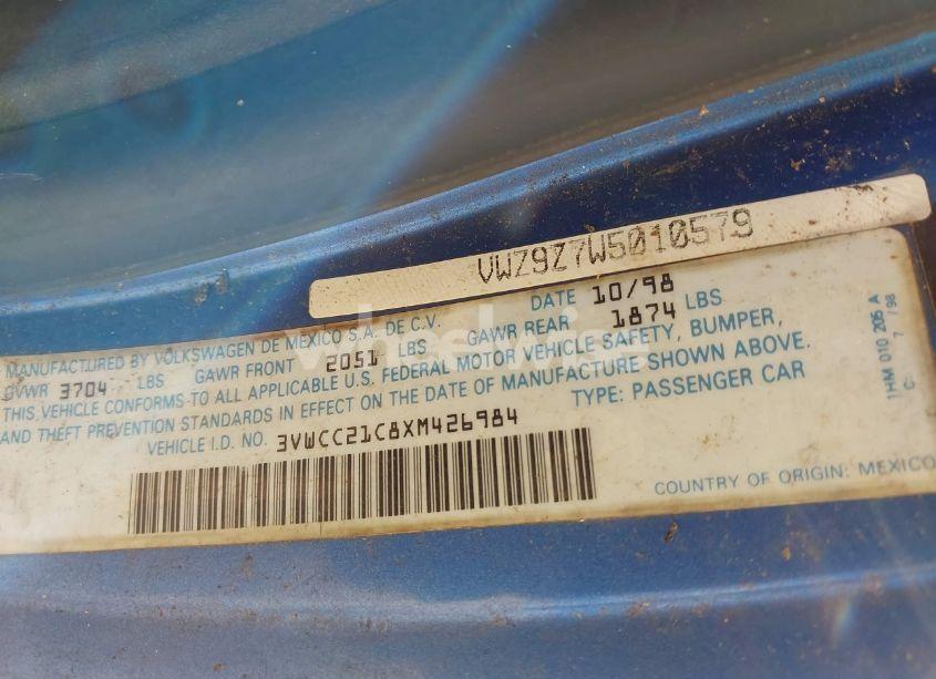 Photo 9 of 1999 Volkswagen New BEETLE GLS (VIN 3VWCC21C8XM426984)