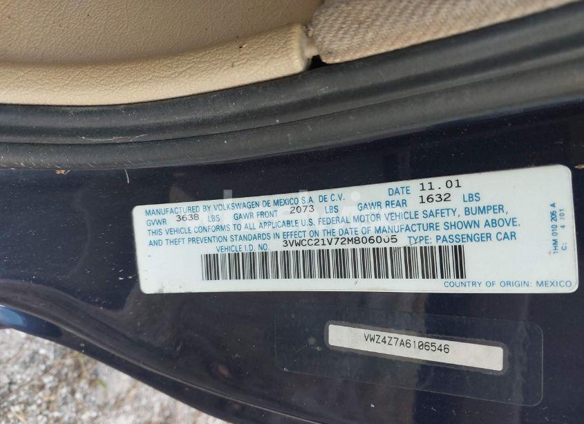 Photo 9 of 2002 Volkswagen Cabrio GLS (VIN 3VWCC21V72M806005)