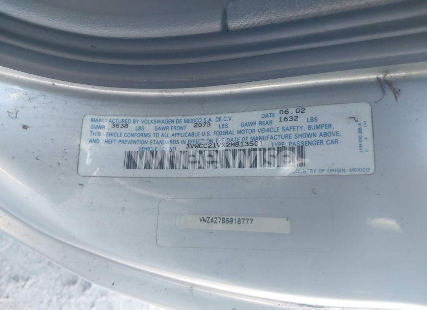 Photo 9 of 2002 Volkswagen Cabrio GLS (VIN 3VWCC21VX2M813501)