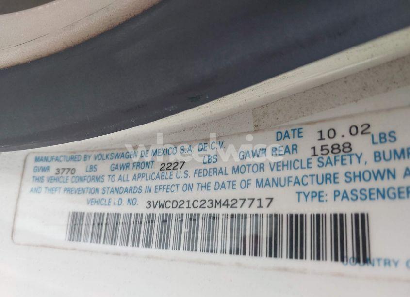 Photo 9 of 2003 Volkswagen New BEETLE GLS 1.8T (VIN 3VWCD21C23M427717)