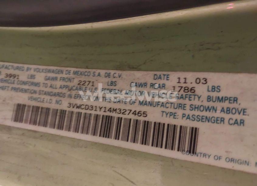 Photo 9 of 2004 Volkswagen New BEETLE GLS 1.8T (VIN 3VWCD31Y14M327465)