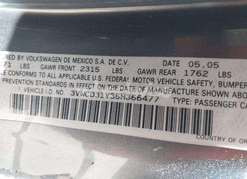 Photo 9 of 2005 Volkswagen New BEETLE GLS 1.8T (VIN 3VWCD31Y35M366477)