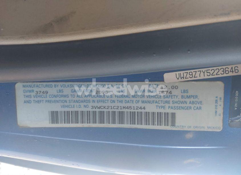 Photo 9 of 2001 Volkswagen New BEETLE GLS (VIN 3VWCK21C21M451244)