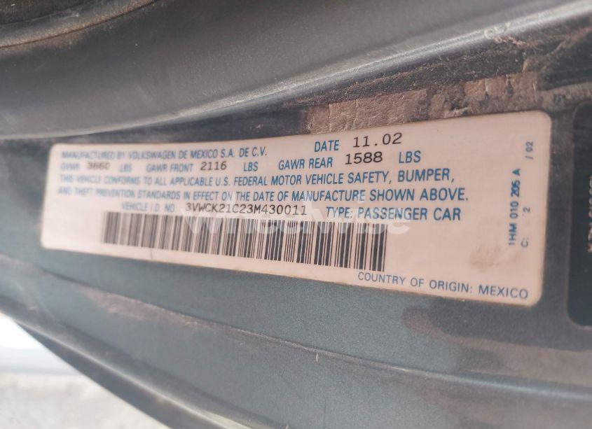 Photo 9 of 2003 Volkswagen New BEETLE GLS 2.0L (VIN 3VWCK21C23M430011)