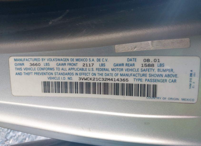 Photo 9 of 2002 Volkswagen New BEETLE GLS (VIN 3VWCK21C32M414365)