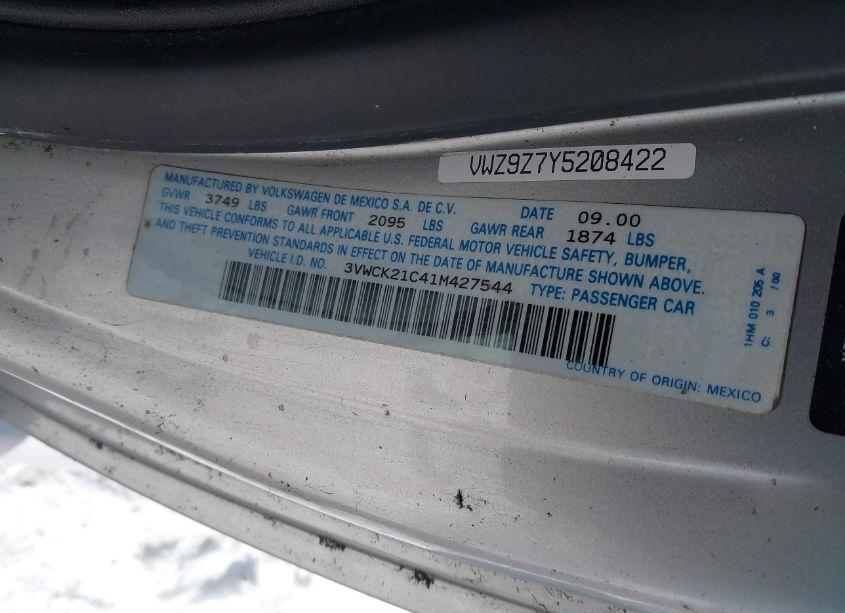 Photo 9 of 2001 Volkswagen New BEETLE GLS (VIN 3VWCK21C41M427544)