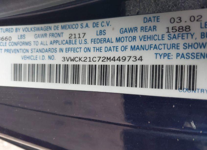 Photo 9 of 2002 Volkswagen New BEETLE GLS (VIN 3VWCK21C72M449734)