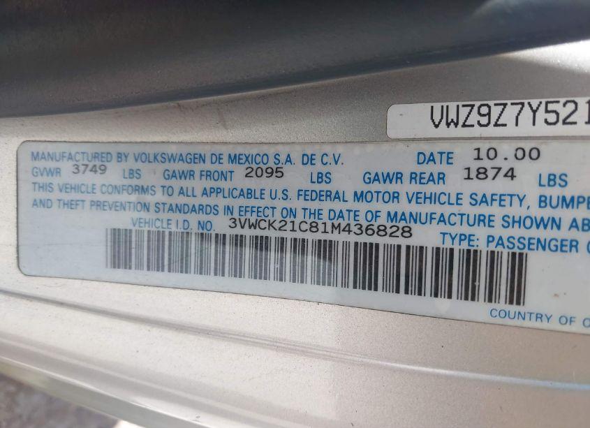 Photo 9 of 2001 Volkswagen New BEETLE GLS (VIN 3VWCK21C81M436828)