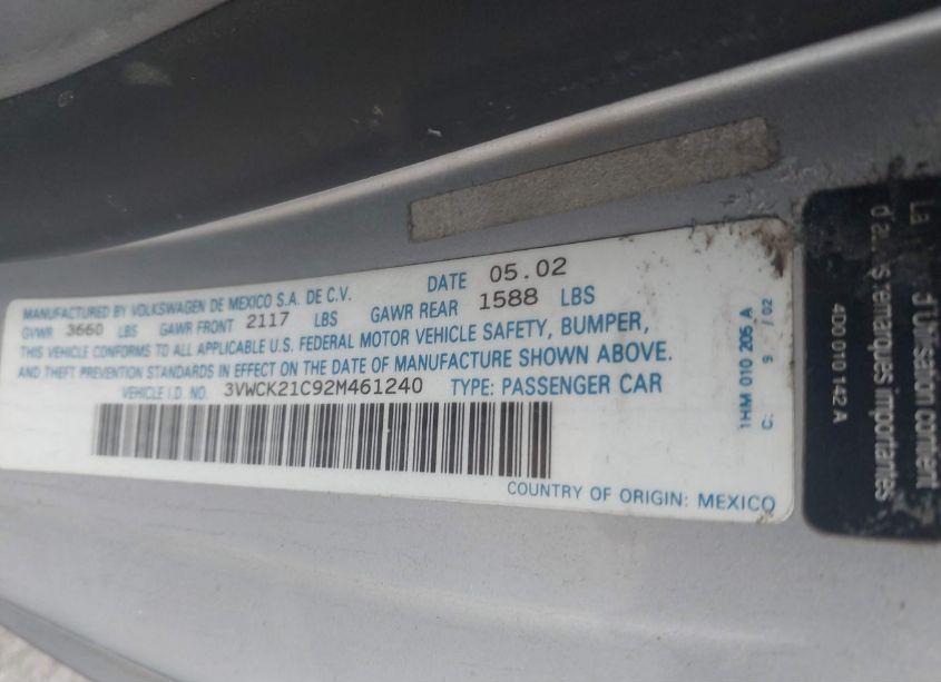 Photo 9 of 2002 Volkswagen New BEETLE GLS (VIN 3VWCK21C92M461240)