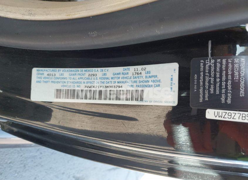 Photo 9 of 2003 Volkswagen New BEETLE GLS (VIN 3VWCK21Y13M303794)