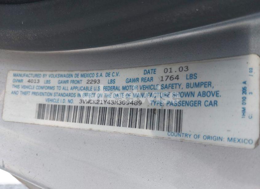 Photo 9 of 2003 Volkswagen New BEETLE GLS (VIN 3VWCK21Y43M309489)