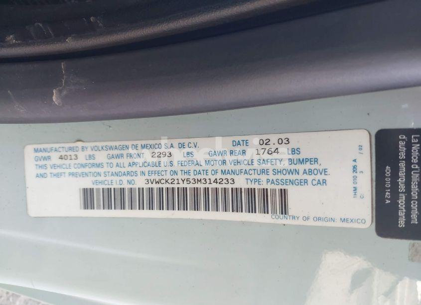 Photo 9 of 2003 Volkswagen New BEETLE GLS (VIN 3VWCK21Y53M314233)