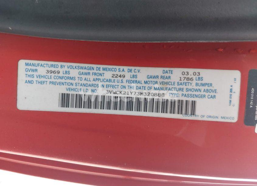 Photo 9 of 2003 Volkswagen New BEETLE GLS (VIN 3VWCK21Y73M320888)