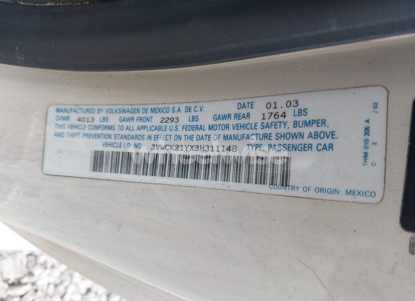 Photo 9 of 2003 Volkswagen New BEETLE GLS (VIN 3VWCK21YX3M311148)